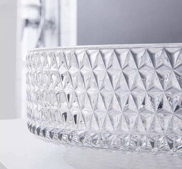 Lavoar rotund pe blat din sticla securizata transparenta 36x36 cm